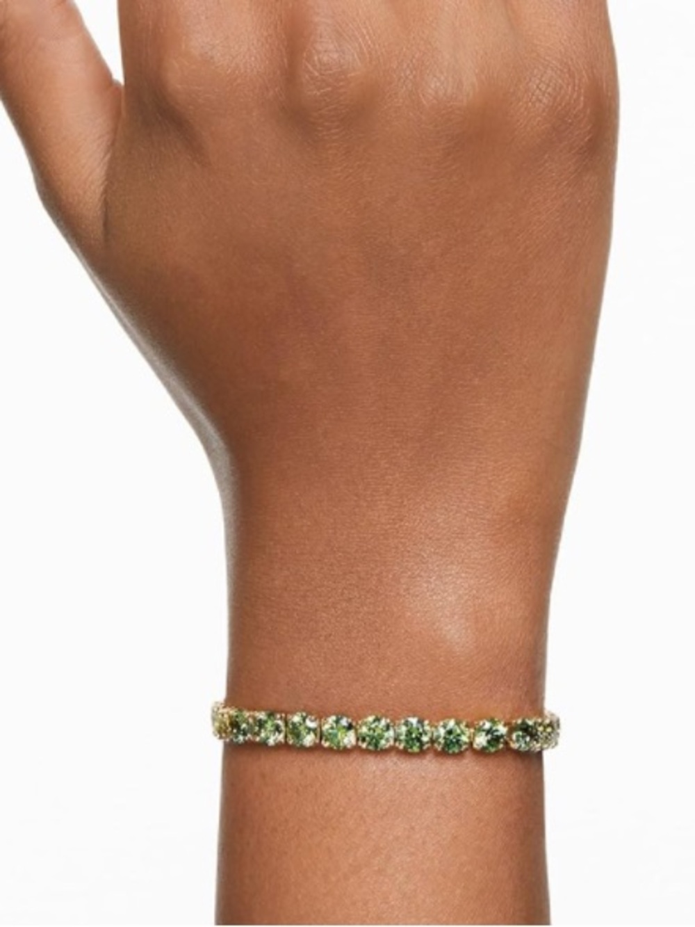 Swarovski Gold-Tone Green Crystal Tennis Bracelet NIB Retail:$269 - Picture 2 of 8